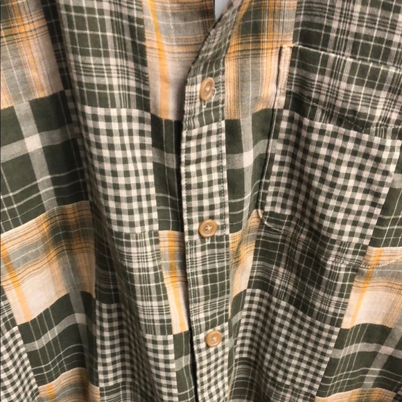 Lucky Brand Green and Tan Plaid Casual Button Down Shirt - Picture 5 of 8